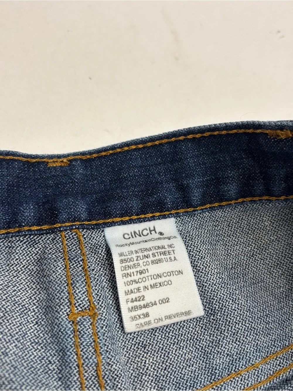 Cinch Green Label Mens Relaxed Fit Straight Leg Jeans Medium Wash 35x38 Denim